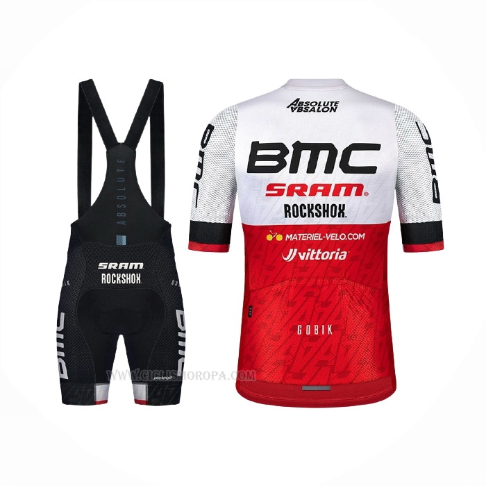 2021 Ropa Ciclismo BMC Blanco Rojo Mangas Corta y Culotte Corto